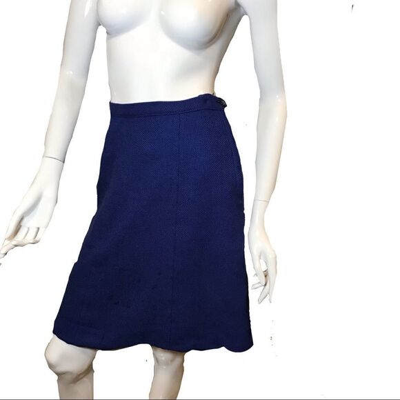 Vintage 1960s Mini A Line Skirt Petite Small Blue - Picture 2 of 11